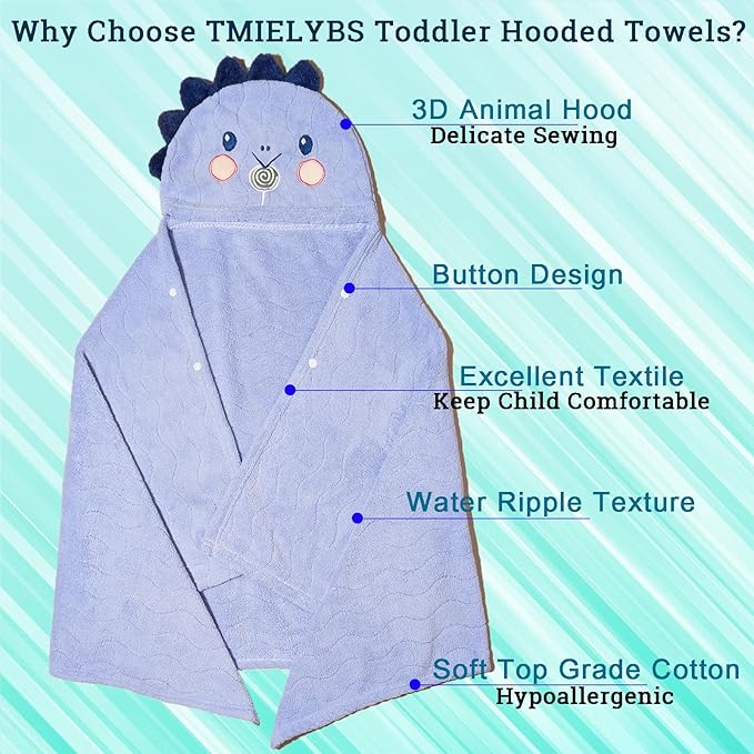 Toddler Towels Hooded Kids Bath Towels 0-6 Years Unisex Toallas para Bebe 2-Pack 27.5"X55" Thick Ultra Absorbent Soft Baby Towels with Hood Beach Towel Bathrobe for Children, Infant, Newborn