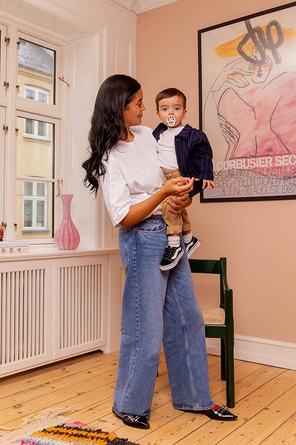 BIBS Pacifiers - Studio 2 Pack | Round Nipple Baby Pacifier | BPA Free Natural Rubber Latex Soother | Made in Denmark | Size 6+ Months | Jasmine Fossil Grey