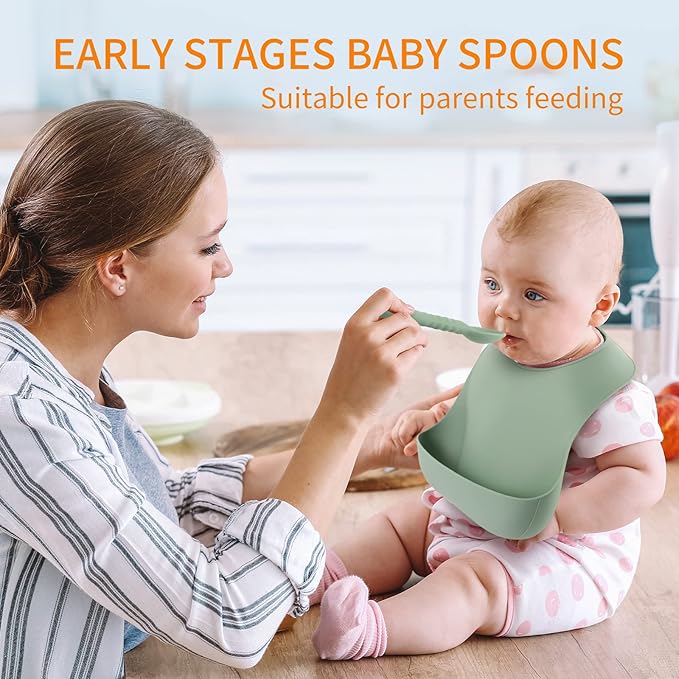 ME.FAN Silicone Baby Feeding Spoons [6 Pack] - First Stage Infant Spoons, Training Spoon for Self Feeding Babies and Toddlers