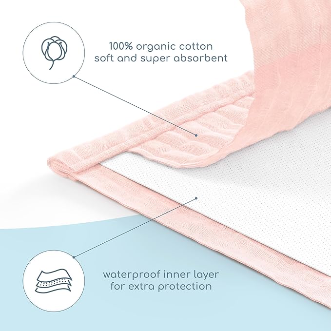 Muslin Burp Cloths Set, 6 Pieces, 100% Organic Cotton Hand Washcloths for Baby Boys and Girls Extra Absorbent and Soft Burping Rags (Pastel - Multi Colored)