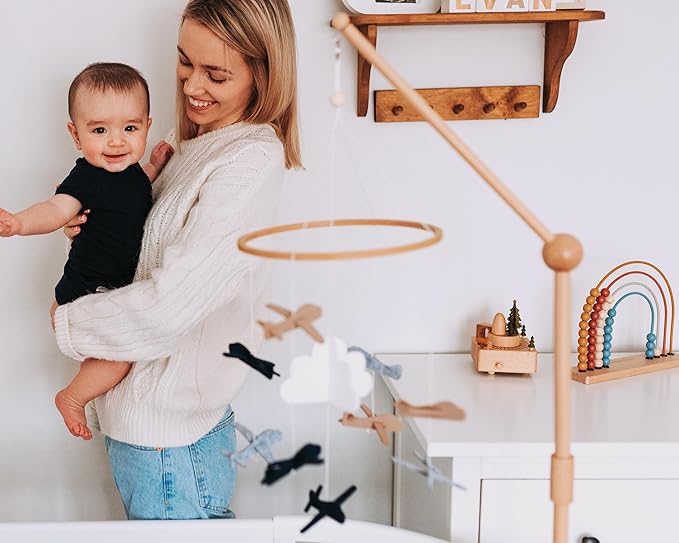 Sorrel + Fern Baby Crib Mobile (Airplanes in The Clouds, Short Version) - Nursery Decoration and Baby Shower for Boys & Girls