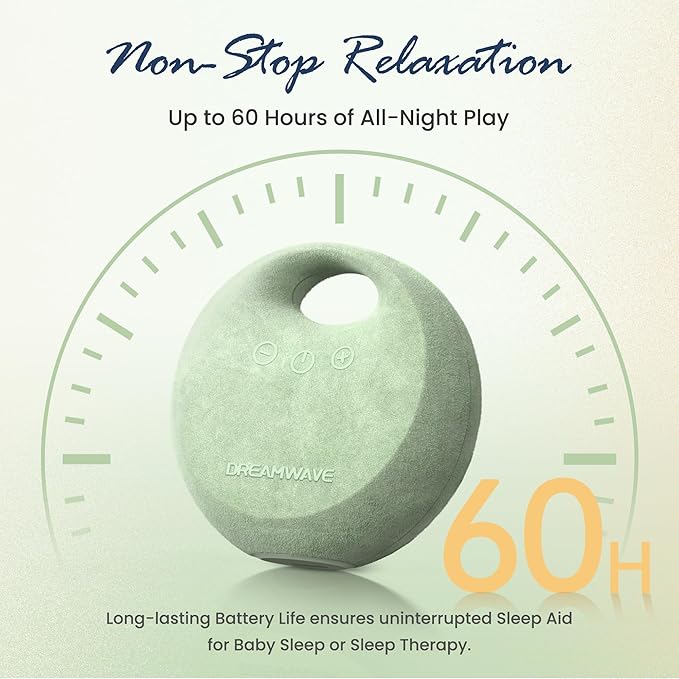 Dekala Dream Waver White Noise Sound Machine Baby Sleep Soother - 30+ Noise Nature Sounds, Portable Travel Noise Maker, 36h Rechargeable Battery, 10 Volumes & 4 Timer for Baby Adult