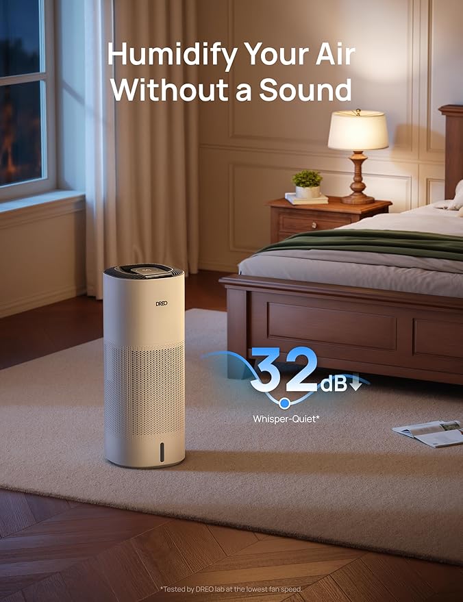 DREO Smart Evaporative Humidifier Large Room up to 1000ft², 800ml/h High Output Air Humidifiers for Bedroom, 10L, 50H Long Runtime with Precise Humidification for Plants, Home, Office, White, HHM774S