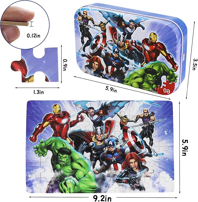 Puzzles for Kids Ages 4-8,60 Piece Puzzles for Kids in a Metal Box, Educational Jigsaw Puzzles 60 Piece Puzzle Games Puzzle Toys Childrens for Girls and Boys (0665)