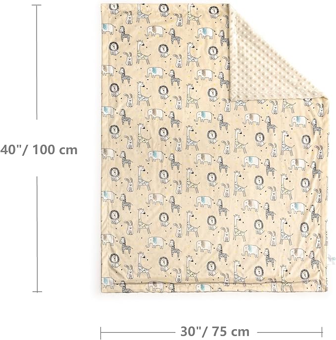 CREVENT Cozy Soft and Warm Mink Baby Blanket, Gift Packing with Ribbon for Newborn Infant Toddler's Crib Cot Stroller, for All Season Use (30"X40" Zoo)