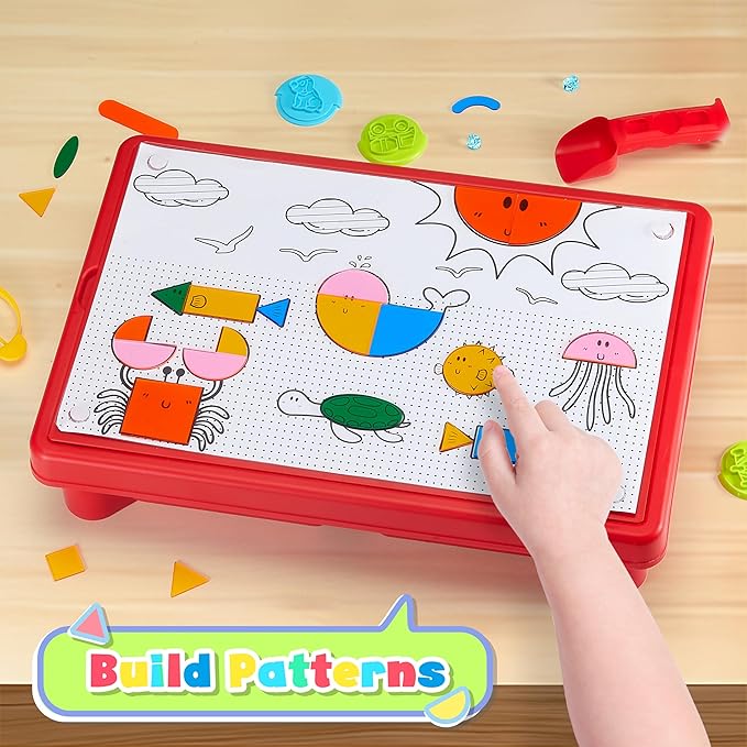 Carolart Sensory Table with Sands, Sand & Water Play Table for Kids，Indoor and Outdoor Activity Table, Sensory Bin Toys for Toddlers 3 4 5 6 7，17x11.5x10.2 Inches