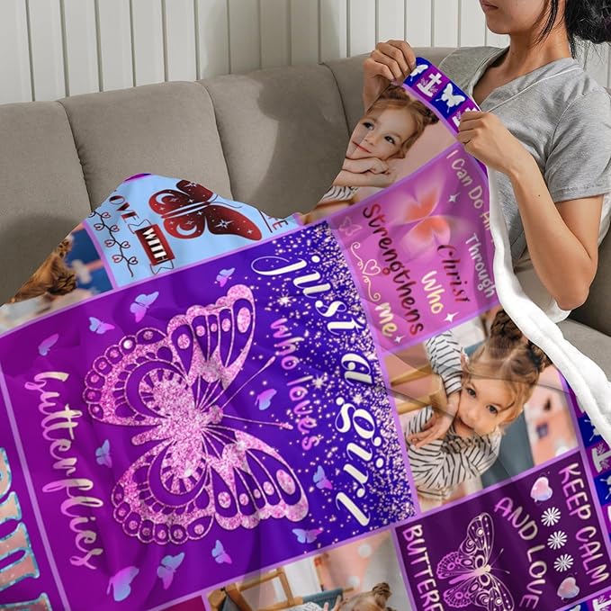 Custom Blanket Bible Verse Blanket with Inspirational Thoughts and Prayers Religious Throw Blanket Soft Lightweight Cozy Plush Warm Blankets for Girls Christmas Birthday Christian Gifts