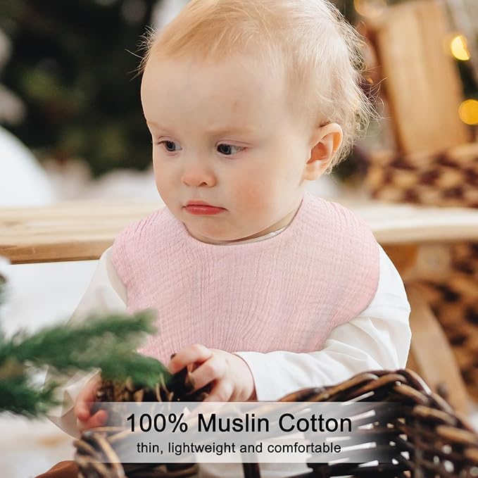 Baby Bibs Muslin Bibs for Baby Girl Boy for Drooling and Teething 10 Pack