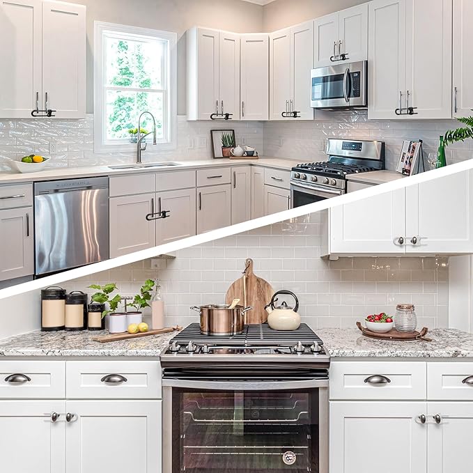 Jetec 10 Pieces Cabinet Locks for Babies, U-Shaped Proofing Drawers Safety Child Locks Adjustable, Easy to Use Childproof Latch for Knob Handle on Kitchen Door Storage Cupboard Closet (White, Black)