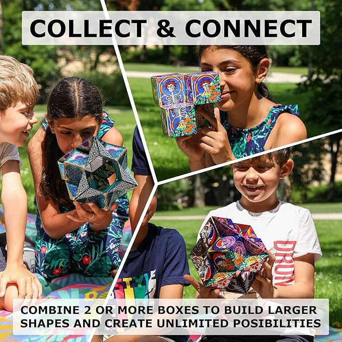 Shashibo Shape Shifting Box - Award-Winning Fidget Toy w/ 36 Rare Earth Magnets - Fidget Cube Transforms Into Over 70 Shapes, Sensory Toy Gift for Kids, Teens, and Adults (Undersea)