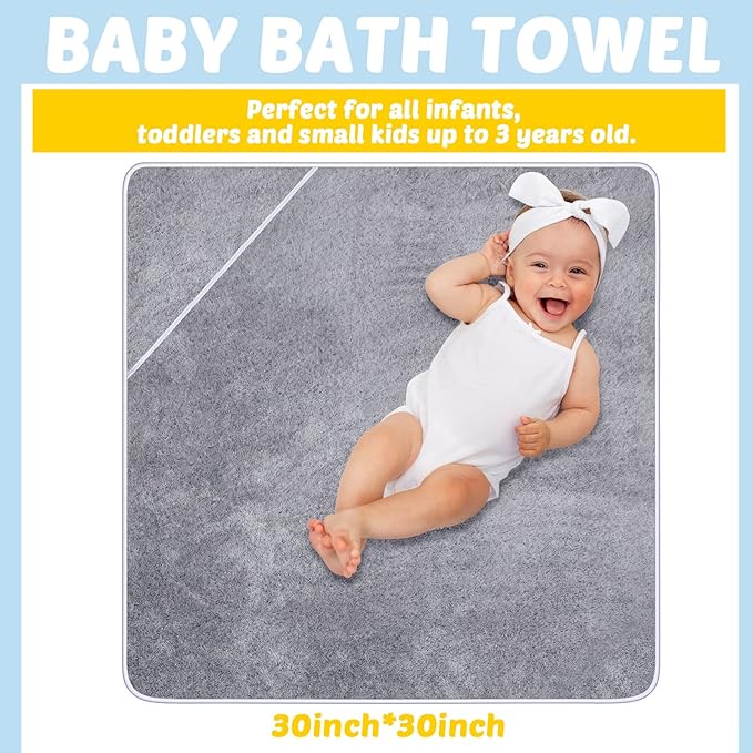 Chumia 6 Pack Baby Bath Towel Coral Fleece Soft Absorbent Newborn Hooded Towel for Kid 30 x 30 Inch Toddler Bath Blanket for Babies Infant Shower Gift(Multicolor)