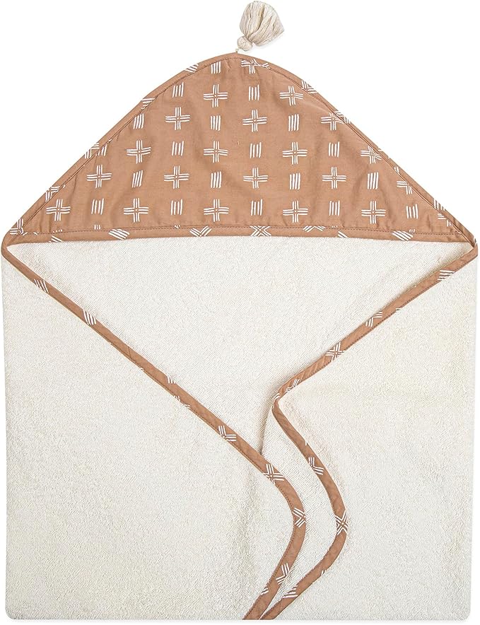 Crane Copper Dash Hooded Baby Towel - 100% Cotton Terry Cloth, 30" x 30", Beach & Pool Towel