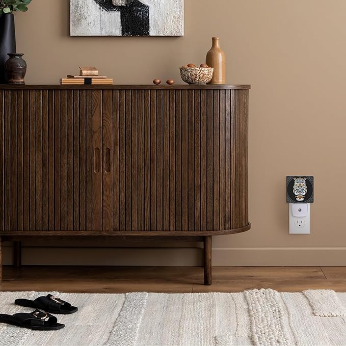 Colorful Owl Bird Night Light Plug into Wall, Mandala Night Light with Dusk to Dawn Sensor for Kids, Room Decor, Hallway, Kitchen, Bathroom, Nursery, Stairs