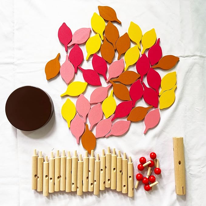 Early Childhood Education Building Blocks Wooden Assembling Tree Combination Boys and Girls DIY Disassembly Combination Puzzles Educational Toys Home Office Decoration(Yellow)-3 Yrs+