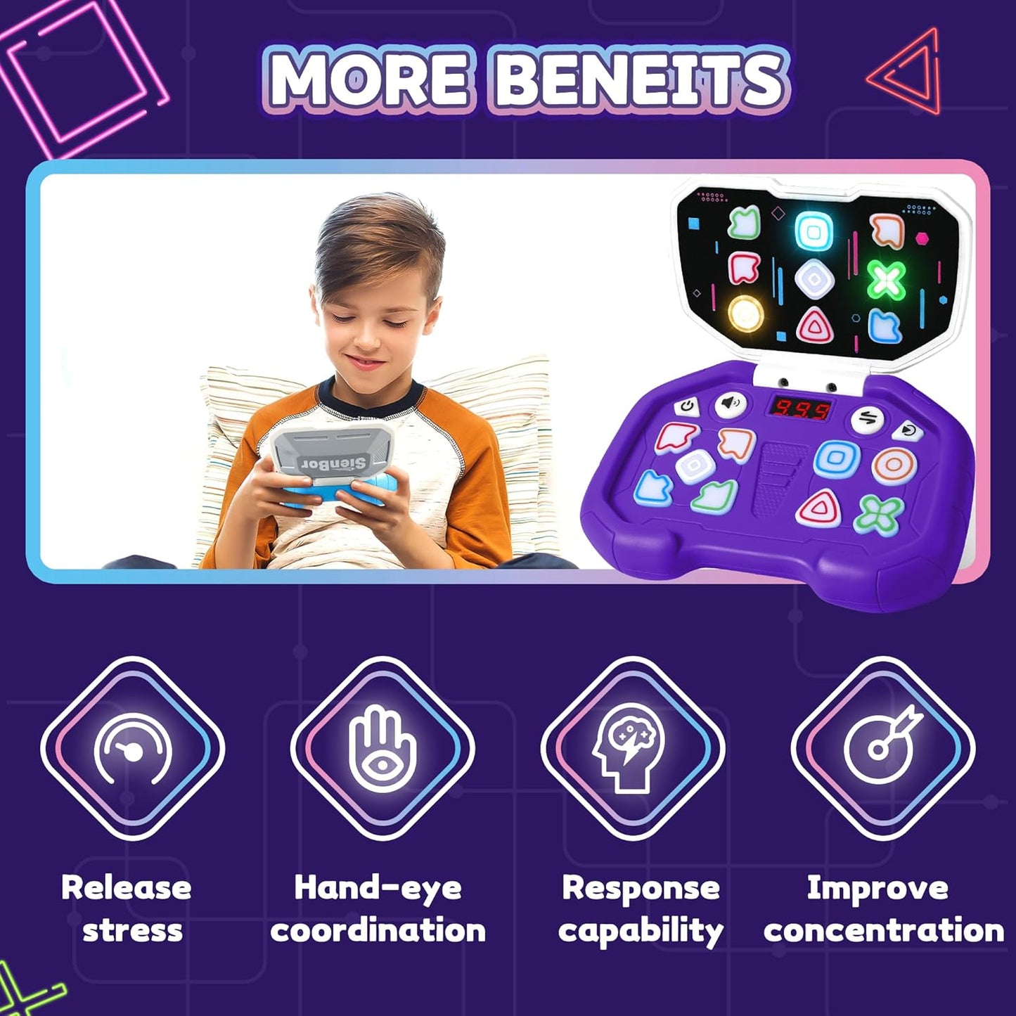 Fast-Push Puzzle Games | Electronic Bounce Fidget Toys | Educational Early Learning for Ages 3-12 | Boys & Girls | Navy Blue | Birthday & Party Gifts