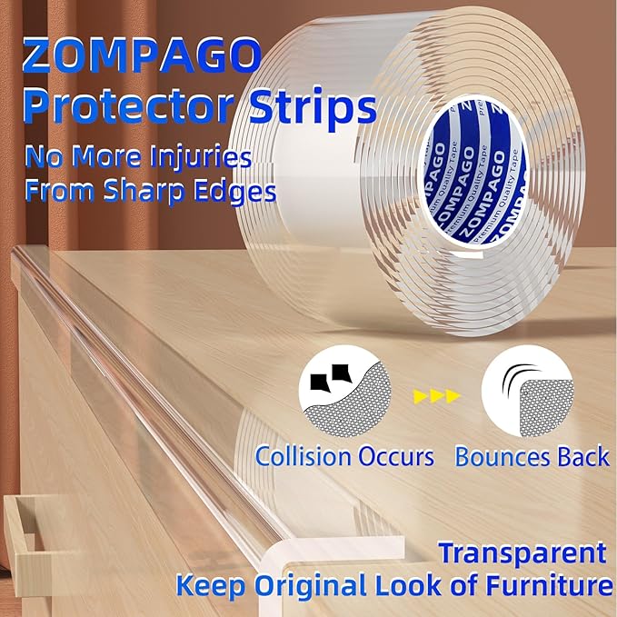 Clear Soft Corner Protectors for Furniture Strip,2 Rolls,1.18in x9.84FT Sharp Edge & Table Bumper,Window Edge,Wall Protector,Soft Corner Guards Safe for Proof,Table Corner Protectors in Family
