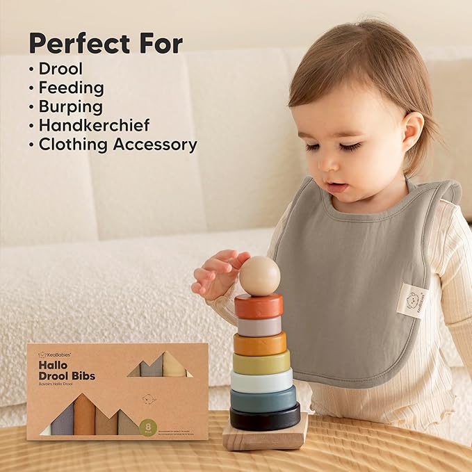 8-Pack Baby Bibs for Boys, Girls - Pullover Bibs for Drooling Teething Baby Girl & Boy Toddler, Newborn, Soft & Absorbent, Cute Colors, Large Torso Coverage Keep Infant Clean & Dry(Terracotta)