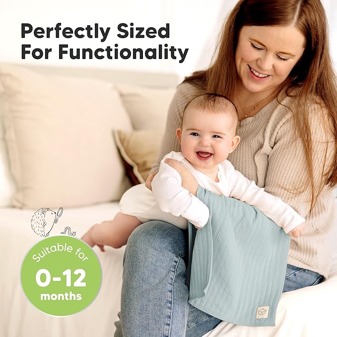 KeaBabies Organic Cotton Burp Cloths Baby Girl, Boy - 6-Pack Large Burping Clothes for Babies, Spit Up Rags, Super Soft & Absorbent Newborn Wash Towels, Gender Neutral,Non-Shrink (Stria, Muted Pastel)