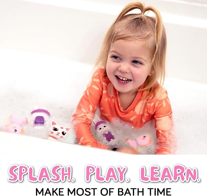 SplashEZ Girl Bath Toys | Mold Free Bath Toys for Kids & Toddlers with No Hole for Water | Unicorn Bunny Cat Set Ideal Size for Little Hands | Safe, Durable for Baby Girl Pool Tub Fun Ages 0 & Up