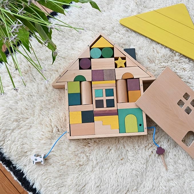 kiko+ gg Tsumiki House-Shaped Wooden Building Block Set