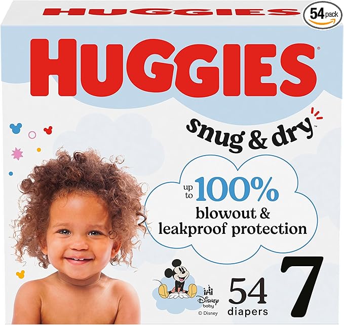 Huggies Size 7 Diapers, Snug & Dry Baby Diapers, Size 7 (41+ lbs), 54 Count, Packaging May Vary