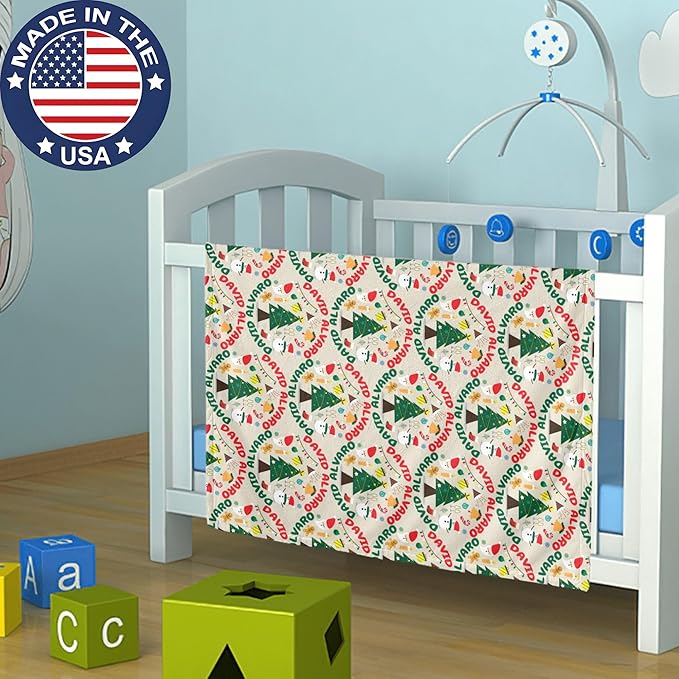 Ship Next Day - Custom Christmas Baby Blanket with Name | Multiple Styles Optional, Personalized Flannel Toddler Blanket, Christmas Swaddle for Boys & Girls, Xmas Decor Throw