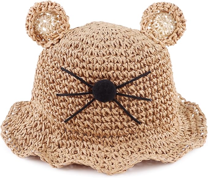 Baby Girl Straw Hat Outdoor Baby Sun Protection Hats Summer Bowknot Beach Cap for Infant Toddler Girls