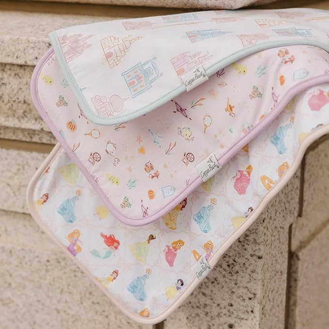 Copper Pearl Baby Burp Cloth Large 21''x10'' Size Premium Absorbent Triple Layer 3-Pack Gift Set Disney Princess