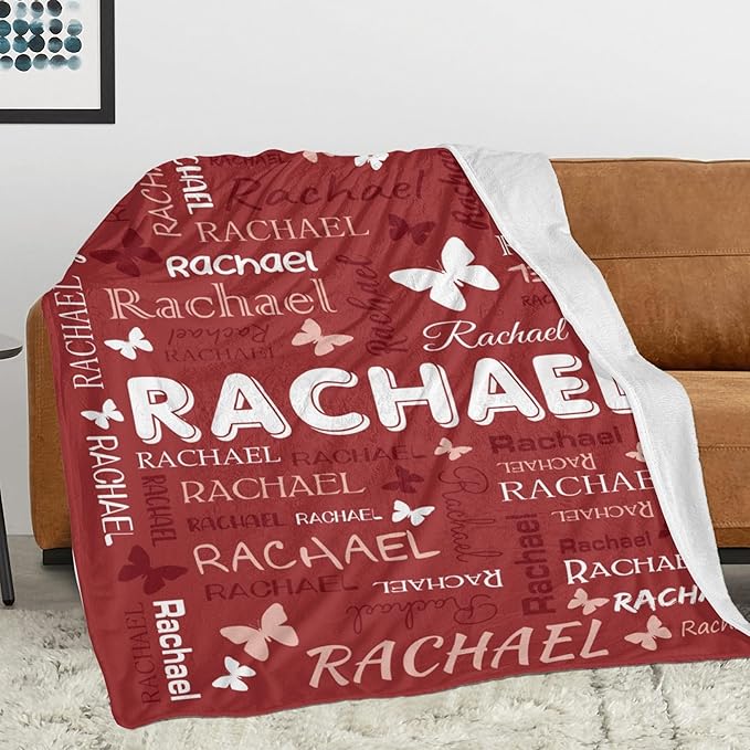 Personalized Throw Blanket with Name Custom Blankets Customized Baby Blanket for Girls Kids Adult Birthday Gift