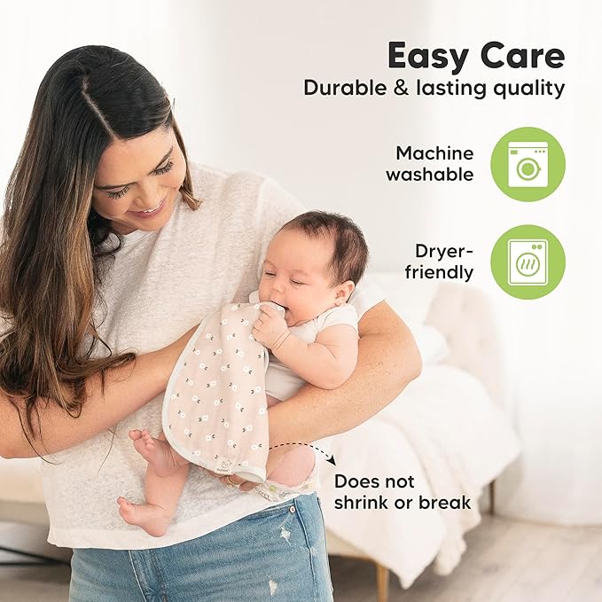 5-Pack Muslin Burp Cloths Baby Boy, Girl - Very Absorbent Baby Burp Cloth Rags, 8-Layers Viscose Derived from Bamboo Cotton Muslin Towel, Super Soft Spit Up Rags, No Shrink Washcloths (Wild Bloom)