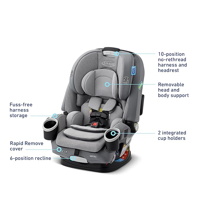 Graco 4Ever DLX 4-in-1 Car Seat, Infant to Toddler Car Seat, with 10 Years of Use, Rear-Facing, Forward-Facing, Highback and Backless Booster Seat, Geo Pop