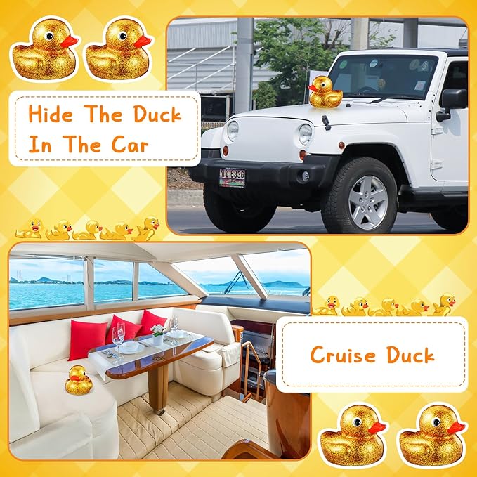 Honoson 6.89 Inch Giant Glitter Rubber Duck Big Glitter Rubber Duck Large Sparkly Duckling Bath Toy with Squeaky Sound for Summer Baby Shower Birthday Party Favor Gift(Gold)
