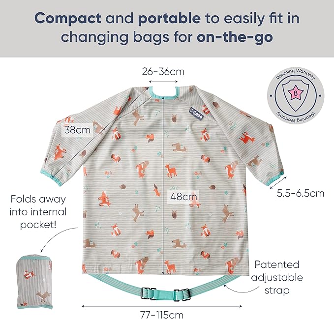 BIBaDO - Long Sleeve Baby Bibs - Babies & Toddlers 6-36 Months - Coverall Baby Led Weaning Bib - Easy Wipe, Soft & Waterproof