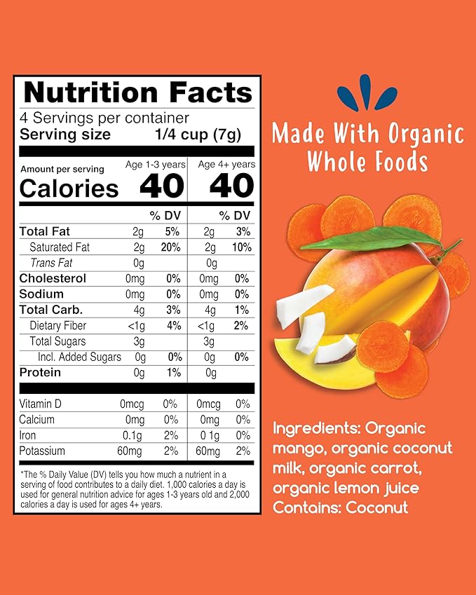 Amara Smoothie Melts - Mango Carrot - Baby Snacks Made With Fruits and Vegetables - Healthy Toddler Snacks For Your Kids Lunch Box - Organic Plant Based Yogurt Melts - 6 Resealable Bags