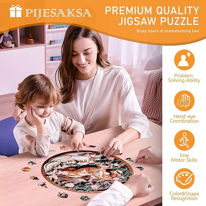 Wooden Puzzles for Adults - Flat Puzzle with 3D Visual Effect Horse Puzzle, Unique Shape Animal Wooden Puzzle, Unique Gift Ideas, Wood Puzzles Adult, Wall Art Puzzle Canvas (M-11.4*11.4in-200 Pieces)