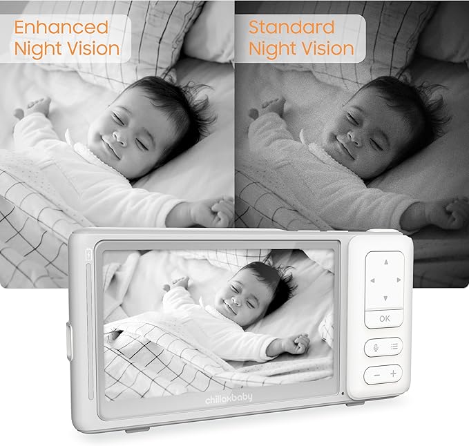 CHILLAX Giraffe Pro Portable Baby Monitor–Video Baby Monitor for Travel with Battery Base Stand,HD 1080p Camera and 5”Screen, Privacy Protection WiFi ON-Off Switch, Gooseneck Design, Night Vision