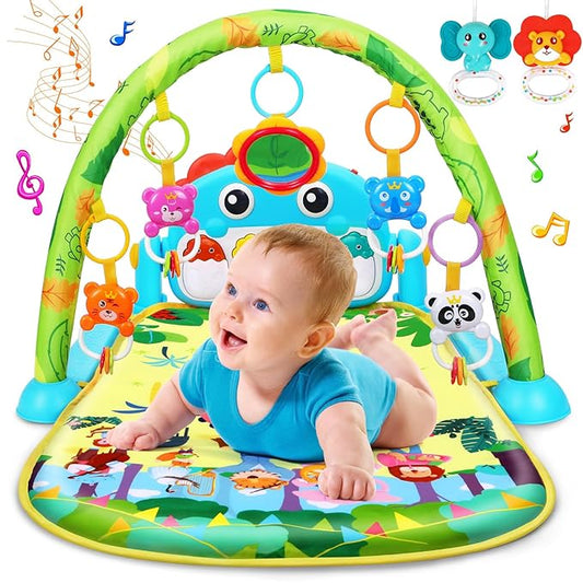 UMIKU Baby Play Mat Baby Toys Tummy Time Mat Activity Center for Newborn Infant Piano Tummy Time Music & Light Infant Boy Girl Gifts for Babies Toys 0-3 3-6 6-12 Months, Dinosaur Style