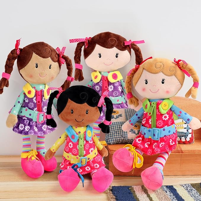 Snuggle Stuffs Sugar Snap Plush Learn to Dress Doll for Toddlers - 15" - for 2 Year Old Girl - Montessori