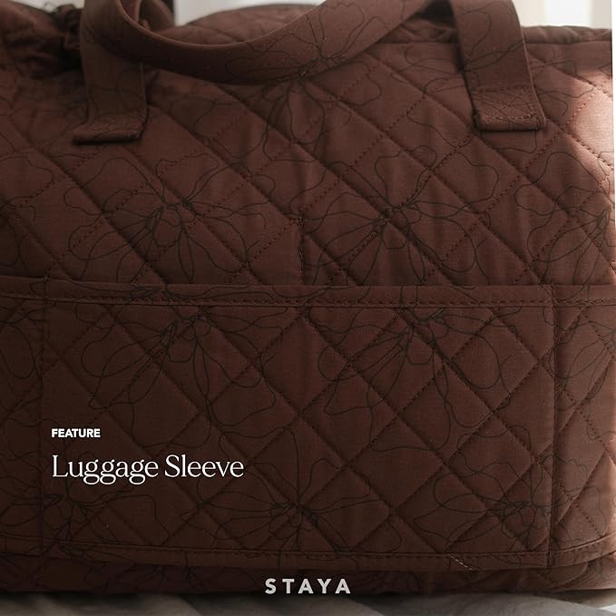 Staya Quilted Duffle Bag - Perfect Travel Companion, Quilted Weekender Bag for Women, (Cacao)