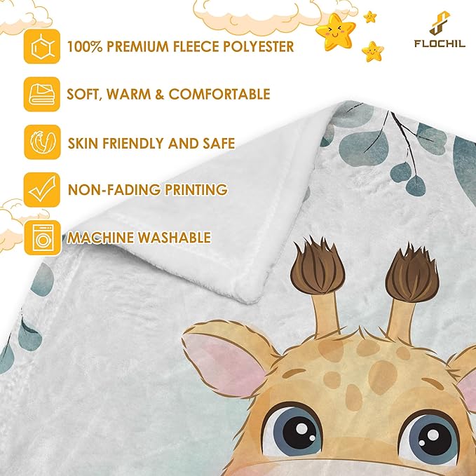 FLOCHIL Personalized Baby Blanket - Custom Baby Blanket with Name for Boys for Baby, Newborn Elephants Flush Fleece (30x40) Woodland
