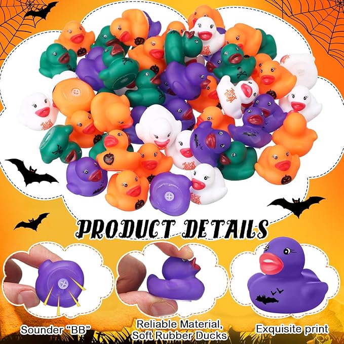 200 Pcs Halloween Rubber Ducks Assorted Rubber Duckies Bulk Mini Pool Bath Toy Ducks Cute Small Tiny Ducky for Halloween Party Favors Classroom Exchange Gifts
