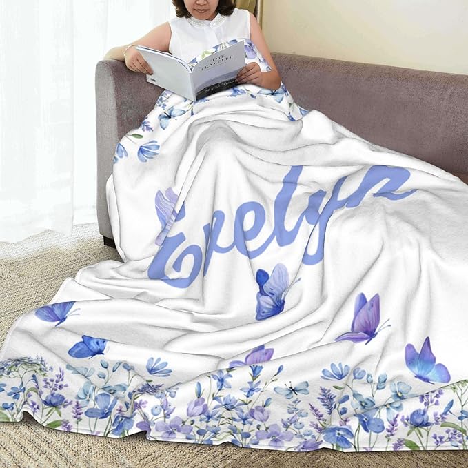 Customized Butterfly Baby Blanket - Personalized Soft Fleece Bed Throw for Newborns, Toddlers - Girls & Boys - Birthday & Christmas