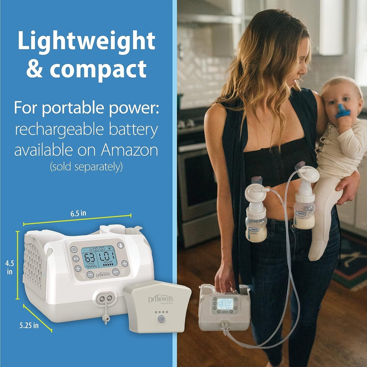 Dr. Brown's Customflow Double Electric Breast Pump and Dr. Brown's Options+ Anti-Colic Baby Bottle - 8oz - 4pk