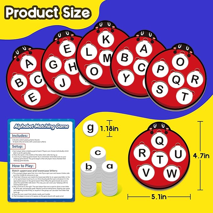 Alphabet Games Letter Learning Toys ABC Flash Cards for Toddler, Speech Therapy Alphabet Matching Game for Kids, Homeschool Supplies Kindergarten Preschool Classroom Must Haves