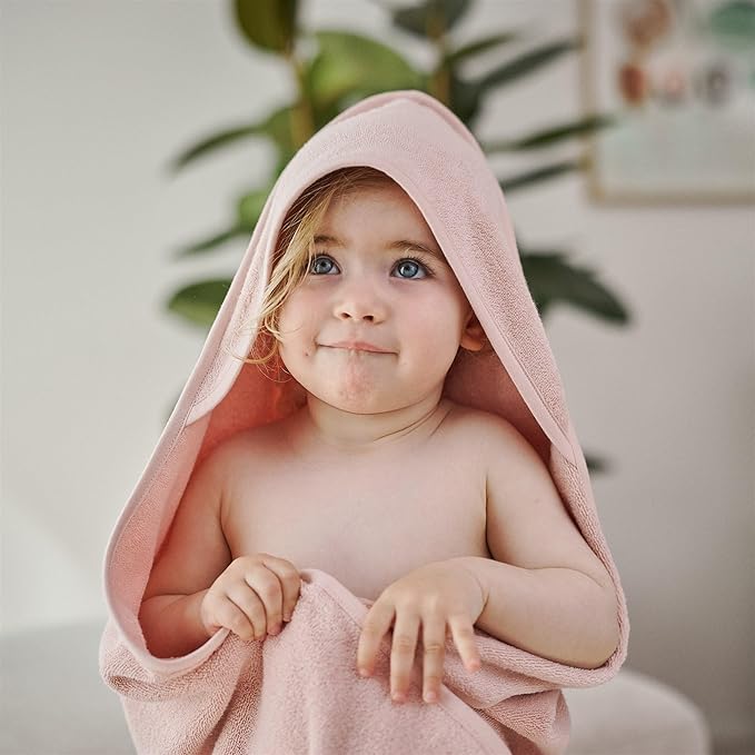 Baby Hooded Towel – Organic Cotton Baby Bath Towels – Baby Towels, Baby Bath Towels for Baby Boy, Baby Girl, 32" x 32" Super-Soft and Absorbent Baby Towels for Newborn (Blush)