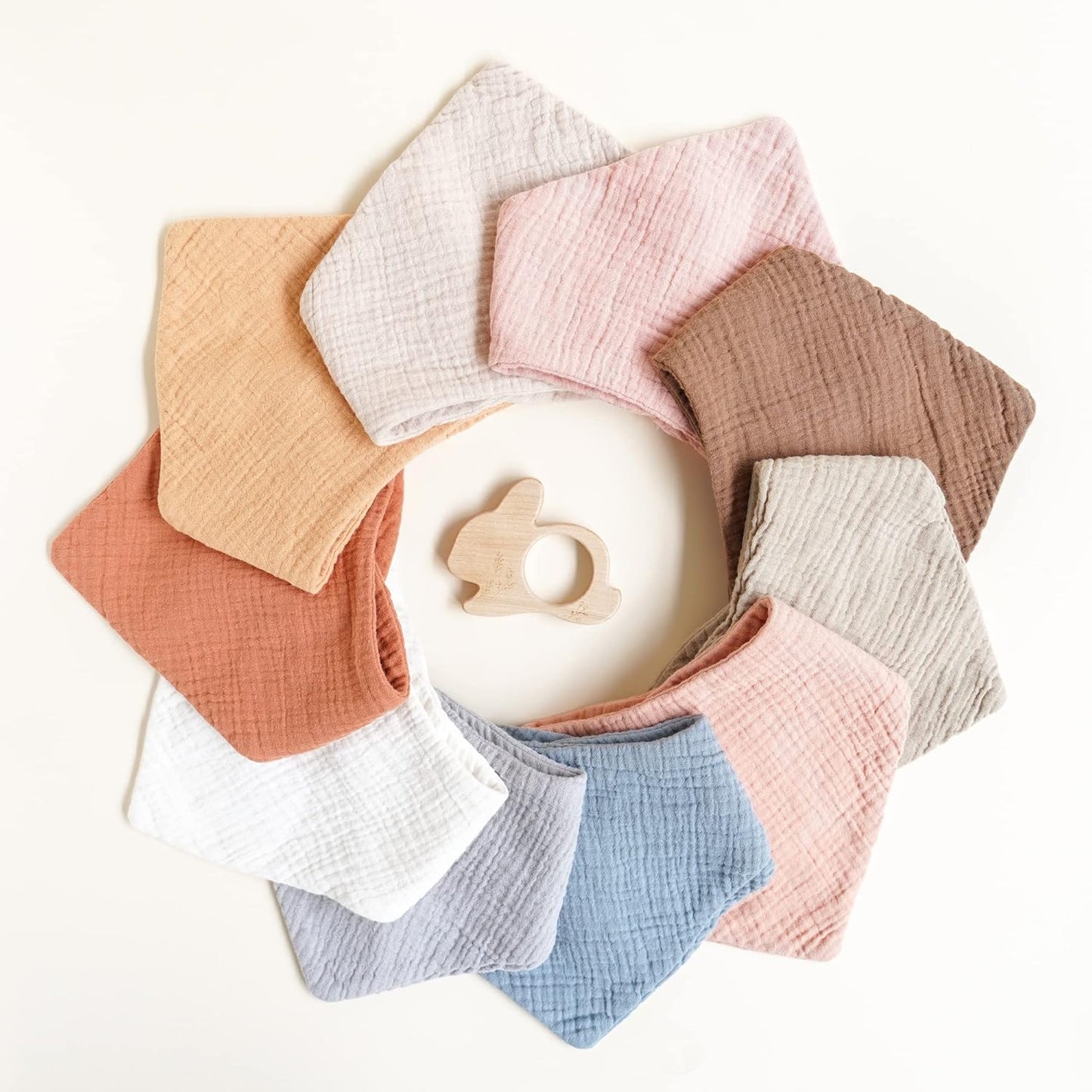 Konssy Muslin Baby Bibs 10 Pack Baby Bandana Drool Bibs 100% Cotton for Unisex Boys and Girls, Soft Absorbent Set for Teething and Drooling