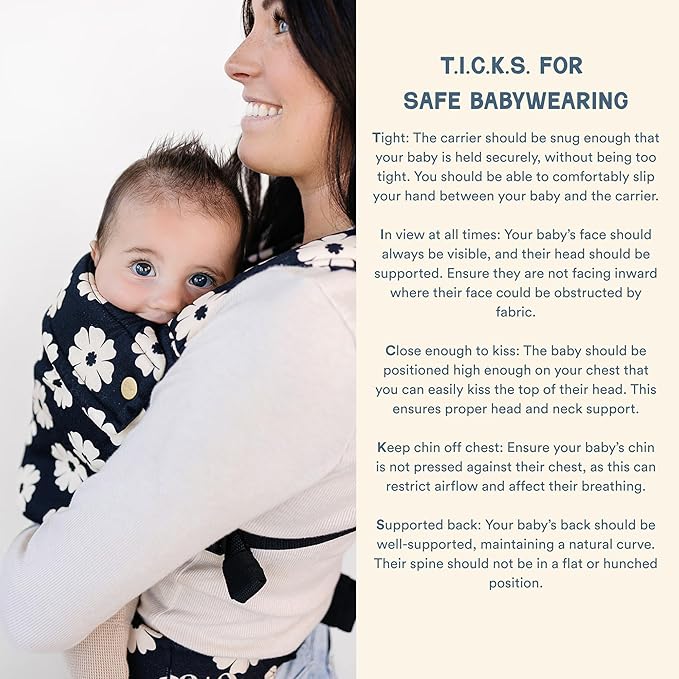 Ava & Oliver Essential Baby Carrier – Ergonomic, Hip-Healthy Soft Structured Carrier for Infants & Toddlers (7–35lbs) - Front and Back Carry, Breathable Fabric, Stylish & Lightweight (Black Floral)