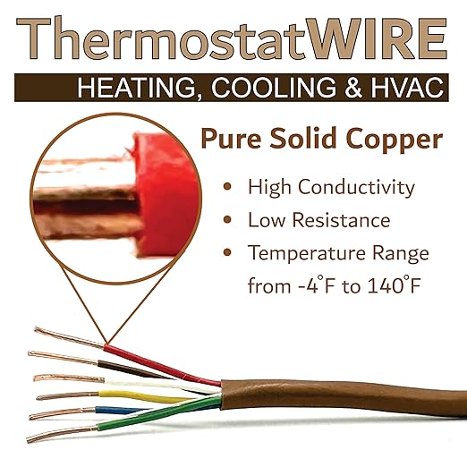 18/6 500Ft. NATIONAL Wire&Cable Thermostat Doorbell HVAC Heating Control Professional Cable Wire - Made in USA - 100% Solid Copper Conductors, CL2 ETL Listed, Low Voltage Applications Use