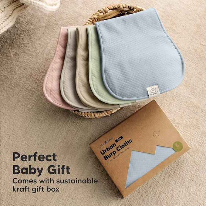 KeaBabies 5-Pack Organic Burp Cloths Baby Girl, Boy - Extra Large, Absorbent Baby Burp Cloths, Soft Burping Cloths for Babies, Newborn Burp Clothes, Cotton Burp Rags, Thick Burp Cloth(Dawn/Quin)