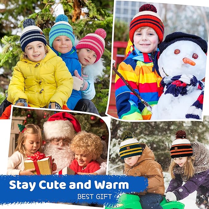 FZ FANTASTIC ZONE Kids Toddler Winter Hat Beanie with Warm Fleece Ski Baby Hats for 2-7 Years Skull Cap Baby Boys Girls Gifts